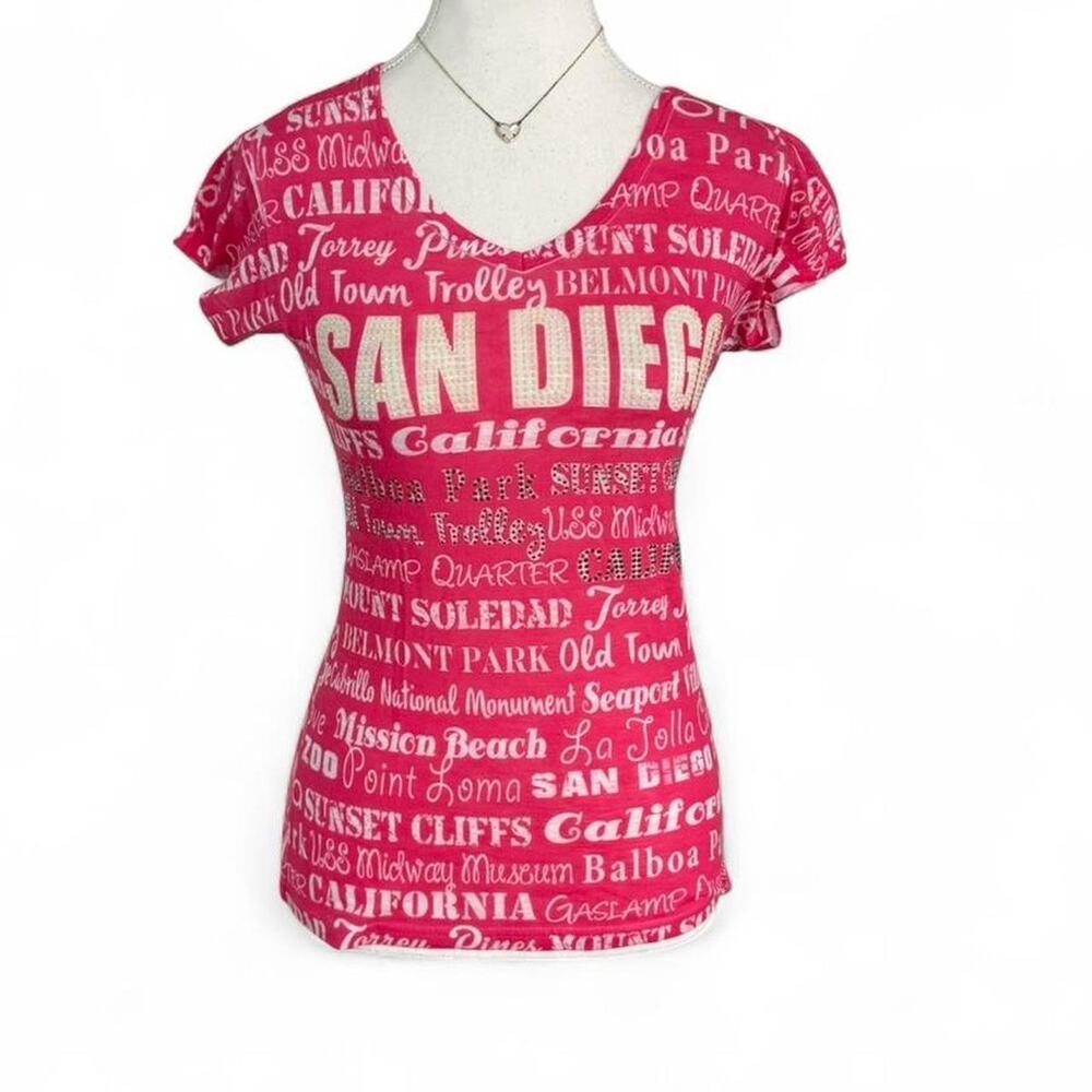 Sweet Giselle Y2K 2000s Pink San Diego Full Length Baby Tee Short Sleeve Size S